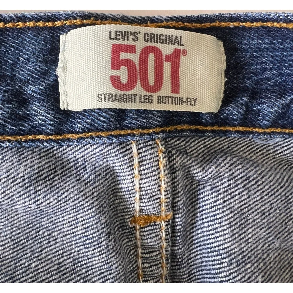 Levis 501 Original Straight Leg Button Fly Dark Wash Denim Jeans Mens W30 L30